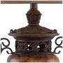 Traditional Table Lamp Bronze Crackle Urn Faux Silk Bell Shade for Living Room Family Bedroom Bedside Nightstand - Regency Hill