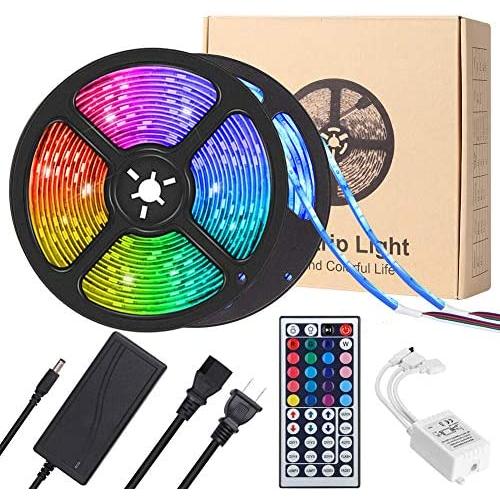 LED Strip Lights, YORMICK 32.8 feet Waterproof Flexible Tape Lights Color Changing 5050 RGB 300 LEDs Light Strips Kit with 44 Keys IR Remote Controller and 12V Power Adaptor for Home, Bedroom, Kitchen