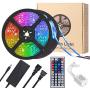 LED Strip Lights, YORMICK 32.8 feet Waterproof Flexible Tape Lights Color Changing 5050 RGB 300 LEDs Light Strips Kit with 44 Keys IR Remote Controller and 12V Power Adaptor for Home, Bedroom, Kitchen