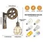 PUZHI HOME Industrial Wall Sconce Pulley Wall Lamp 1-Light Wall Light Fixtures for Indoor Lighting Bathroom Kitchen Living Room -Bronze Finished
