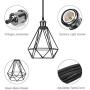 UL Industrial Polygon Pendant Lighting Vintage Wire Cage Black Metal Hanging Lamp for Kitchen Island Dining Room Farmhouse JACKYLED
