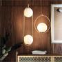 Modo Lighting Pendant Light Industrial Fixture, 2-Light Frosted Glass Globe Shade Golden Island Kitchen Dining Room Ceiling Lamp