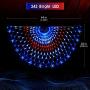 Semicircle lamp American flag lights, 243 LED lights, indoor and outdoor available, outdoor lighting, Christmas, garden, party, and so on, Waterproof LED lights, energy saving, energy-saving, low volt