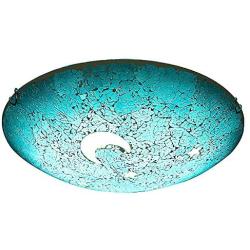 SUSUO Mosaic Design Blue Stained Glass Flush Mount Ceiling Light with Moon and Star Pattern Vingte Art Deco Ceiling Fixture for Bedroom Living Room Hallway Kitchen Bar