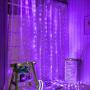 Halloween 300LED Curtain String Lights Purple Window Lights Remote Timer for Wall Backdrop Wedding Party Bedroom Garden Outdoor Indoor Decor(Purple)