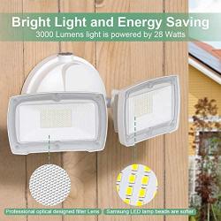 3000LM Dusk to Dawn Security Light, GLORIOUS-LITE 28W Flood Lights Outdoor, IP65 Waterproof, ETL Listed, 5500K White Light, Adjustable 2 Heads Wall Exterior Light for Backyard, Patio(No Motion Sensor)