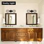 KOONTING 2-Light Industrial Bathroom Vanity Light, Metal Wire Cage Wall Sconce, Vintage Edison Wall Lamp Light Fixture for Bathroom Dressing Table Mirror Cabinets Vanity Table Living Room Porch.