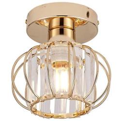 YLONG-ZS Industrial Ceiling Light Fixture with Clear Pannel Glass Shade Semi-Flush Mount for Dining Room, Bedroom, Cafe, Bar, Corridor, Hallway, Entryway, Passway,Gold Finish