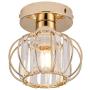 YLONG-ZS Industrial Ceiling Light Fixture with Clear Pannel Glass Shade Semi-Flush Mount for Dining Room, Bedroom, Cafe, Bar, Corridor, Hallway, Entryway, Passway,Gold Finish