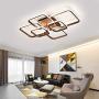 Modern Ceiling Light led AXSHINE 6 Lights Geometric Light Fixtures Brown Flush Mount Ceiling Light Chandeliers Ceiling Light for Bedroom 28INCH Square Metal Ceiling lamp with Natural Light 4000K 87W
