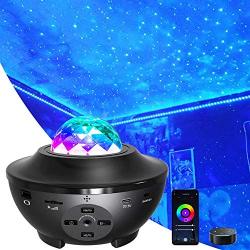 MJDUO Star Night Light Projector Ocean Wave Projector with WiFi Smart App Control Night Light Sky Projector Bluetooth Speaker for Bedroom Game Rooms Party