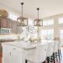 Farmhouse Chandelier, New Modern Farmhouse Light Fixture, 4-Light Lantern Square Chandelier with Wood (Weathered Brown)