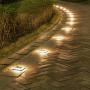 Solar Deck Lights, Driveway Walkway Dock Light Solar Powered Outdoor Stair Step Pathway LED Lamp for Backyard Patio Garden Ground, auto On/Off - Warm White - Square - 4 Pack