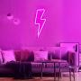 Protecu Pink Neon Lightning Bolt, Decorative Lights LED Neon Signs for Bedroom, 3 AA Battery/USB Powered Neon Sign Shaped Decor Light, Neon Light Sign for Kids, Birthday, Party Room Decor (Pink)