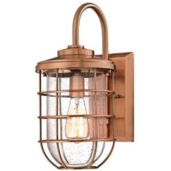 Westinghouse Lighting 6347900 Ferry One-Light Outdoor Wall Fixture, Washed Copper Finish with Clear Seeded Glass,