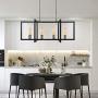 Modern Island Light for Kitchen Chandelier Light Fixture, 4-Light Rustic Pendant Light Vintage Dining Light Fixture Matte Black with Antique Brass Finish