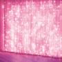 Curtain Lights, Pink 8 Modes LED String Lights for Garden, Girls Room, Party, Window and Wall Decorations