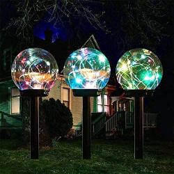 Lebote Tec Solar Lights Outdoor,Color Changing Solar Globe Lights,Waterproof Decorative Solar Landscape Garden Light for Lawn,Yard,Path(3 Pack)