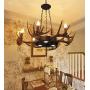 LITFAD 6 Lights Antlers Chandelier Light Fixture Rustic Style Candle Pendant Light Resin and Metal Lodge Hanging Ceiling Light in Brown for Dining Room Living Room Cafe Restaurant