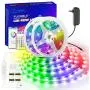 REYSURPIUS LED Strip Lights 32.8ft(300 LEDs),Bluetooth Music Sync Mic Controller,Mobile APP Can Control,(2 roll 16.4ft) Double-Sided Copper Plate 5050RGB Color Changing Light Strip for Bedroom, Home