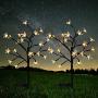 Solar Garden Lights Outdoor - 2 Pack Warm White Cherry Blossoms Flower Lights for Yard,Lawn,Pathway,Backyard,Christmas,Party