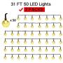 Solar String Lights Outdoor,2-Pick 50 LED 31FT Solar Powered String Lights,IP65 Waterproof Outdoor String Lights for 8 Models,Solar Globe Outdoor String Lights,LED Hanging String Lights(Warm White)