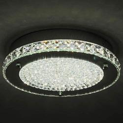 Crystal Chandelier 13-Inch Minimalis LED Ceiling Light Dimmable Auffel Flush Mount Light Fixture 2640LM 4000K Daylight White Glass Steel Chandelier for Kitchen Island,Garage,Bedroom,Hallway