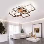 Modern Ceiling Light led AXSHINE 6 Lights Geometric Light Fixtures Brown Flush Mount Ceiling Light Chandeliers Ceiling Light for Bedroom 28INCH Square Metal Ceiling lamp with Natural Light 4000K 87W