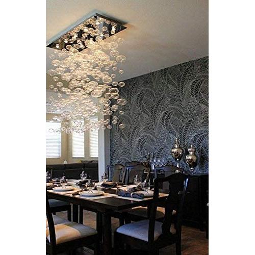 Moooni Modern Rectangular Bubble Chandelier Lighting Pendent Ceiling Light Fixture Glass Bubble Chandelier Lighting for Dining Rooms Living Rooms Staircase L55'' x W11.8'' x H47''