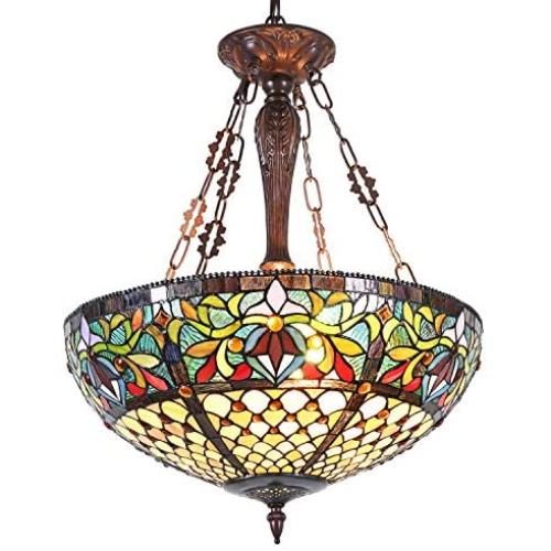 Maxxmore Tiffany Hanging Lamp 3-Light Large Dining Room Chandelier Tiffany Pendant Lights 20 inch Wide Hanging Tiffany Lamp Dining Room Light Stained Glass Lamps Tiffany Lamp