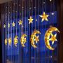 138 LED Moon Star Window Curtain String Lights Fairy Lights 8 Flashing Modes Decoration Remote Control for Christmas Home Holiday Festival Party Wedding Bedroom Indoor Outdoor Decor (Warm White)