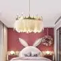 BOKT Nordic Style Chandelier with White Feather Crown Chandelier Modern Metal LED Pendant Lighting Crystal Ceiling Hanging Light for Bedroom Hotel Dining Room Living Room (35cm 13.8)