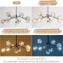 Weesalife Sputnik Chandelers Modern Crystal Pendant Light Chandelier 9 Lights Contemporary Chrome Branches Chandeliers Ceiling Light Fixtures for Dining Room Bedroom Living Room G9 Bulbs