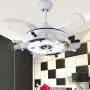 LITFAD Modern LED Ceiling Light Nordic Cool Light Nautical Style Anchor Hanging Ceiling Fan with Invisible Blade Flushmount Pendant Light in White Finish for Living Room Kids Bedroom Childrens Room