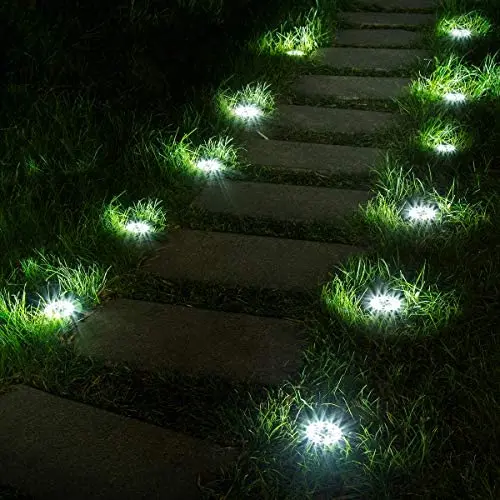 Solpex 12 Pack Solar Ground Lights, 8 LED Solar Powered Disk Lights Outdoor Waterproof Garden Landscape Lighting for Yard Deck Lawn Patio Pathway Walkway (White) Solpex 12 Pack Solar Ground Lights, 8 LED Solar Powered Disk Lights Outdoor Waterproof Garden Landscape Lighting for Yard Deck Lawn Patio Pathway Walkway (White)