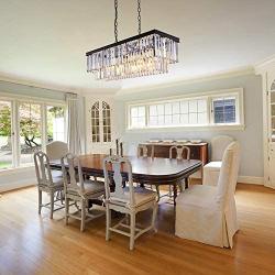 Wellmet 9-Light Crystal Chandelier 34.5 inch, Contemporary Modern Chandeliers Adjustable for Living Room, Dining Room, Pool Table Light, Kitchen Island Lighting
