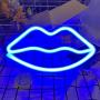 Lip Shaped Neon Signs for Wall Decor,USB or Battery Decor Light,Neon Lights for Bedroom,LED Sign Neon Light for Bar,Christmas,Party,Kids,Girls Living Room(Blue)