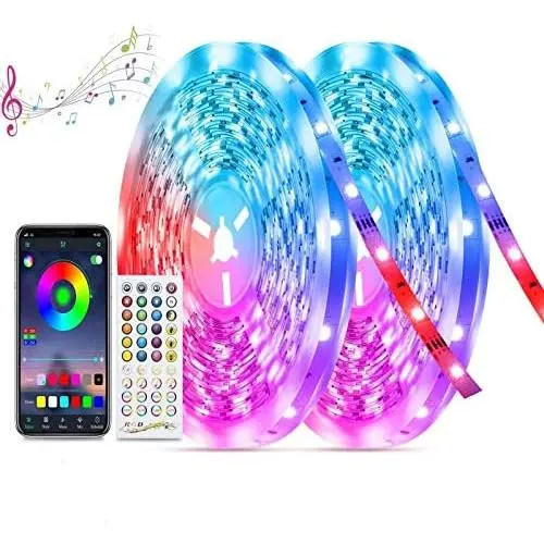 LED Strip Lights Music to Sync 65.6ft, TASMOR Ultra-Long Bluetooth RGB LED Light Strip for Bedroom App Controlled Color Changing Lights with IR Remote 5050 LED Rope Light