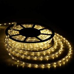 Buyagn 60Ft LED Rope Light, Cuttable & Connectable LED Strip Lights Outdoor Waterproof Decorative Lighting for Indoor/Outdoor,Eaves,Backyards Garden,Party and Christmas Decorations(Warm White)