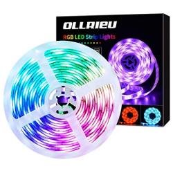 RGB Strip Lights 16.4ft LED Waterproof Rope Light Color Changing Indoor 150 Units SMD 5050 12V Flexible Adhesive Tape Lighting for Bedroom Kitchen Party,No Power Adapter,No Remote Controller