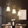 PLLP 3 Head Hanging Light Modern Dining Table Pendant Lamp Adjustable Transparent Glass Lampshade with Pattern Creative Copper Antler Pendant Light Dining Room Hanging Lamp Kitchen Island Bar Edison
