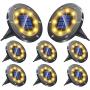 NFESOLAR Solar Ground Lights Outdoor Waterproof, 8 Packs Upgraded Solar Garden Lights with New Design, 8 LED Solar Disk Lights Landscape Lighting for Pathway Garden Walkway Yard - Warm White