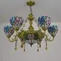 Errzom Tiffany Style Large Chandelier Light, 6 Arms Stained Glass Shade Ceiling Pendant Light Fixture Antique Rustic Chandelier Lamp for Dining Room Living Room,Hummingbird