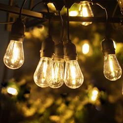 LUKASUMI LED Outdoor String Lights, Patio Lights Hanging Strand for Garden Backyard Porch Lighting with Commercial Grade Waterproof Plastics Edison Vintage Bulbs, Wedding Party Lights