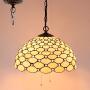 Tiffany Hanging Lamp W16H40 Inch Pendant Light Amber Stained Glass Crystal Pear Bead Shade Chandelier Ceiling Fixture S005 WERFACTORY Deco Dining LivingRoom Bedroom Study Office Cafe Bar Hallway Loft