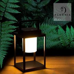 FLORNIA Outdoor Hanging Lantern Rechargeable LED Metal Patio Waterproof Light for Table Pathway Deck Yard Camping IP44