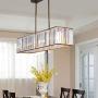 Modern K9 Crystal Chandelier Transparent Raindrop Ceiling Lighting Fixtures Rectangular Metal Pendant Light for Kitchen Island Dining Room Living Room Bedroom Lamp (Champagne) Modern K9 Crystal Chandelier Transparent Raindrop Ceiling Lighting Fixtures Rectangular Metal Pendant Light for Kitchen Island Dining Room Living Room Bedroom Lamp (Champagne)