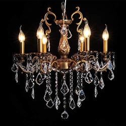 MEEROSEE Crystal Chandeliers Contemporary Chandelier 6 Lights Island Lighting Candle Pendant Ceiling Light Fixture for Dining Room Living Room Kitchen Bedroom Hallway Entry D22.1''