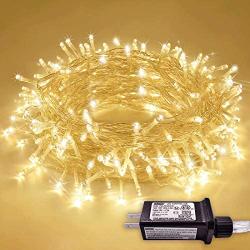 JMEXSUSS 200 LED Christmas Lights Indoor Outdoor, Warm White Christmas Tree Lights Clear Wire, 66ft 8 Modes Waterproof Twinkle Fairy String Lights Plug in for Xmas Room Bedroom Wedding Party