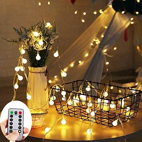 ZOUTOG Battery Operated String Lights, 33ft/10m 100 LED Bulb Warm White Globe String Lights with Remote Controller, Decorative Timer Fairy Light for Christmas/Wedding/Party Indoor and Outdoor ZOUTOG Battery Operated String Lights, 33ft/10m 100 LED Bulb Warm White Globe String Lights with Remote Controller, Decorative Timer Fairy Light for Christmas/Wedding/Party Indoor and Outdoor
